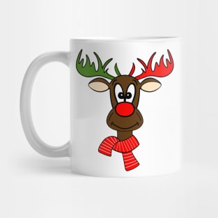 Red And Green Cute Christmas Reindeer Mug